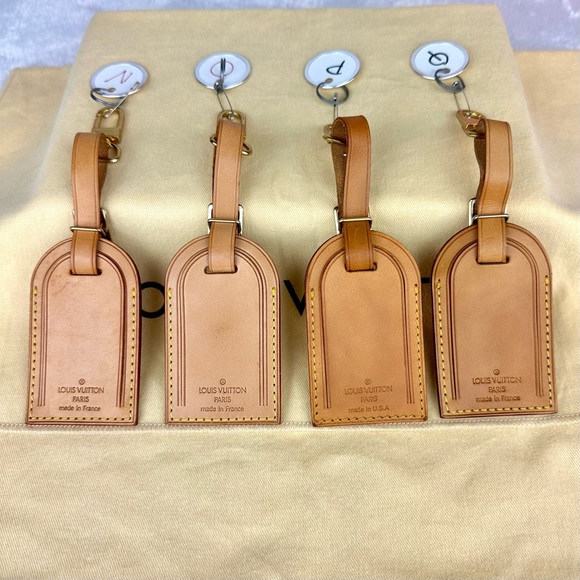 Louis Vuitton Vachetta Leather Luggage Name Tags bag charm keychain light patina - Picture 5 of 7
